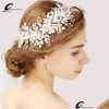 Bijoux de cheveux Queenco Sier Floral Bridal Headpiece Tiara Accessoires Vine Bandeau à la main pour la mariée Y200409 Drop Livraison Hairjewelr Dhujm