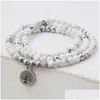 Bracciale con perline 108 perline di preghiera 6mm Bracciale con perline naturali Howlite Albero della vita Mala da polso Donna Uomo Y200730 Braccialetti con consegna a goccia Dhtwc