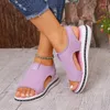 Sandálias verão peep toe sapatos de mulheres plataforma de cunha plus size aumento de altura casual praia senhoras grandes