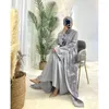 Etnische kleding 2-delige bijpassende set moslimvrouwen open abaya binnenste maxi-jurksets Dubai Kaftan Islamitische kimono Arabische gewaad Jalabiya kaftan