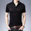 Polos pour hommes Top Qualité Lyocell pour homme 2024 Summer Fashion Impression Soie Coton Vêtements Polo à manches courtes