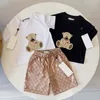 أطفال الأطفال tshirts Shorts مجموعات المصمم Toddler Boys Girls Girls مجموعة ملابس الصيف سراويل أسود بني سراويل فاخرة