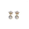 Dangle Earrings 2024 Korean Exquisite Heart Crystal Senior Drop Luxury Fashion Pearl Butterfly Women Jewelry Girls