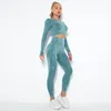 Set attivi Oulylan Tute sportive Set da yoga senza cuciture Abbigliamento da palestra fitness Manica lunga Crop Top Camicie Vita alta Leggings da corsa Pantaloni da allenamento