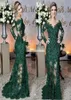 Modest Dark Green Mother Of The Bride Dresses Plus Size Lace Long Sleeves Sweep Train Wedding Guest Dress Formal Party Prom Gowns3722992