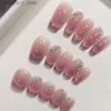 Faux ongles 10 pièces portant des faux ongles faux ongles pur fait à la main Bayberry glace pilée Kit d'amélioration des ongles gratuit Q240122