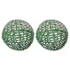 Decorative Flowers 2Pcs Artificial Plant Topiary Ball Cage Plastic Faux Grass Frame