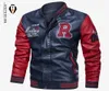 Lederjacke Herren Bomber Baseballjacke Biker Pu Mantel Faux Pilot Varsity Fleece College Top Leder Schwarz Slim Fit Motorrad C16478464