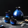 KINGLANG Sake giapponese per la casa 5 pezzi Set mini boccetta in ceramica blu decorazione arredamento accessori floreali anca 240122