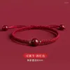 Urok Bracelets Retro Chinese Style Zodiac Year Red Rope Lucky Bead Bransoletka dla kobiet ręcznie robione warkocz cynobowy sznurek