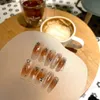 Unghie finte Blush estivo Strass Crema Sweetheart Ghiaccio Trasparente Tè al latte - Stampa fatta a mano sulle unghie in Emmabeauty Store.No.24214 Q240122