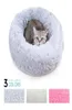 Lits de chat meubles lit de chien rond longue niche en peluche lavable maison tapis en coton doux canapé pour petit grand panier Chihuahua Pet1055653