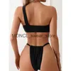 Kvinnors badkläder Push Up Low Midje Bikini Set 2023 Sexig One Shoulder Swimsuit Thong Women 2 Pieces Beach Bathing Suit Brasilien Biquinih24122