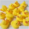 Bath Tools Accessories 3.5Cm Baby Water Duck Toy Sounds Mini Yellow Rubber Ducks Small-Duck Children Swiming Beach Gifts Toys Drop Del Dhne4