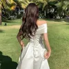 Casual Dresses French Satin Off-Shoulder Birthday Formal Dress Long kan bäras vid vanliga Times Tube Top Bow Fairy