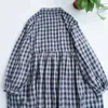 Casual Dresses Single-breasted Dress Mid Length Plaid Print V Neck Midi With A-line Silhouette Shirring Cuff Detail For Women Long