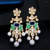 Stud Earrings 2024 Fashion Trend Leaf Pearl Tassel Pierced Temperament Zircon Female Wild Romantic Jewelry Gift