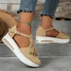 الصنادل 2024 نساء Fringe Platform Flats Shoes Summer Fashion Wedges Slippers Sports Disual Walking Flip Flops Slides