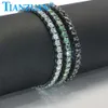 Neues Tennis-Armband runder Moissanit Hip Hop Trendy 3-5 mm grüner Moissanit 925 Silber Schmuck Hochzeitsarmband für Damen Herren