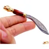 Novidade Jogos Chaveiro Faca Miniatura Damasco Aço Khukuri Arte Mini Drop Delivery Brinquedos Presentes Gag Dh3J1