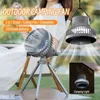 Electric Fans KINSCOTER Portable Camping Fan Rechargeable Desktop Circulator Wireless Ceiling Electric Fan with Power Bank LED Lighting TripodL240122