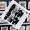 Kunstnagels Zwart Metaal Lang T Verwijderbaar Herbruikbaar Hoge kwaliteit Handgemaakte Fake Press On Nails.No.24879 Q240122