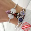 Original S Sterling Sier Lovely Pink Flower Murano Glass Beads Charm Fit Bracelet Necklace Women Fine Jewelry