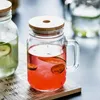 Tasse en verre réutilisable de 700ml | Avec paille, bouteille de jus de boisson, couvercle en bambou, tasses de pot Mason pour café au lait 240122