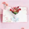 Gratulationskort 3D pop -up mammas dag gåvor blommor bukett blommor för mamma fru födelsedag sympati bli väl grossist droppleverans hem dhhtq