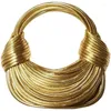 Storage Bags Handbags For Women Gold Luxury Designer Handwoven Noodle Rope Knotted Pulled Silver Evening Clutch Chic Holder Container