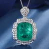 Halskette Ohrringe Set Trendy Emerald Edone Anhänger Ring Frauen Luxus Hochzeitsfeier Braut Schmuck Jubiläum Geschenk