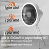 Electric Fans 10000mAh Camping Fan Rechargeable Desktop Portable Circulator Wireless Ceiling Electric Fan with Power Bank LED Lighting TripodL240122