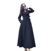 نساء أسود إضافي معطف طويل الخندق الصاخبة الخريف مع الحزام نحيف S-XXXL