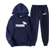 Tracksuits masculinos primavera outono homens e mulheres tracksuit 2 peças conjuntos unisex esporte ao ar livre hoodies velo moletom calças terno com capuz