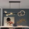 حديثة طويلة LED سقف الثريا الأسود لطاولة المطبخ غرفة المعيشة غرفة المعيش