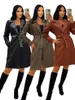 2024LV Women's Fashion Designer Brand Mid length Coat Celebrity Style Printed Lapel Belt Inner Lining Women's Long Coat S-XXXL Y71377