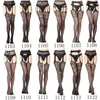 Chaussettes Bonneterie Femmes Bas Noirs Résille Collants Hauts Lingerie Sexy Dames Collants Imprimé Floral Maille Dentelle Bas Chaussettes Longues YQ240122