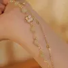 Charmarmband blomma jade armband för kvinnor lyxiga unika smycken handgjorda pärlstav linje elegant koreansk stil tillbehör vackra