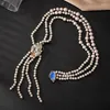 Choker Timeless Wonder Fancy Zircon Geo Glass Pearl Tassel Necklace For Women Designer Jewelry Goth Top Rare Runway 4555