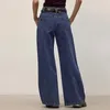 Calça jeans feminina larga perna alta rua solta baggy bootcut flare