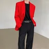 Men's Suits Chinese Red Suit Blazer Solid Color Turn-down Collar Stylish Loose Blazers Mens Streetwear Casual Jacket