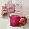 Wine Glasses 240ml Big Ear Handle Glass Water Cup Coffee Breakfast Milk Mug Creative Rose Red Juice Home Decor Kitchen Tableware Gift
