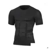 Mens Body Shapers Corretor Homens Camisas Tonificação Corretiva Emagrecimento Roupa Interior Ginecomastia Undershirt Postura Barriga Compressão T-Shirt Dhj2J