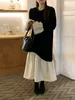 الفساتين غير الرسمية أزياء O-juck الترقيع الفضفاضة حورية البحر لباس 2024 الخريف الربيع الصلب فلاير الأكمام المزاج الإناث