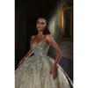 Stunningbride 2024 Arab Princess Ball Gown Abiti da sposa Sheer V Neck Personalizza Paillettes Puffy Abiti da sposa Robes de Red Carpet Celebrity Dress