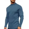 Polos pour hommes 2024 Automne Européen Américain Chaud T-shirt À Manches Longues Commerce Extérieur Col Haut Couleur Solide Pull Chemise Hommes