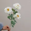 Decorative Flowers Simulation 3 Heads Peony Bouquet White Fake Artificial Home El Wedding Decor Pography Props