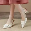 Модные сандалии Femme Chaussure на высоком каблуке для женщин 2024 г. с неглубоким носком на шпильке с острым носком на легком привычном простом каблуке 209 s