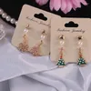 Dangle Earrings Christmas Cute For Women Girls Crystal Pearl Santa Tree Snowflake Elk Snowman Pendant Lovely Jewelry Gifts