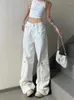 Jeans pour femmes 2024 coréen Y2K mode blanc baggy cargo kpop pantalon pour femmes vêtements droite large jambe décontractée pantalon élégant dame